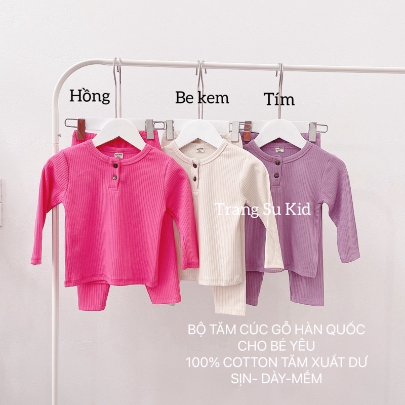 BỘ TĂM THU ĐÔNG DÀI TAY CÚC GỖ CHO BÉ TRAI, BÉ GÁI.