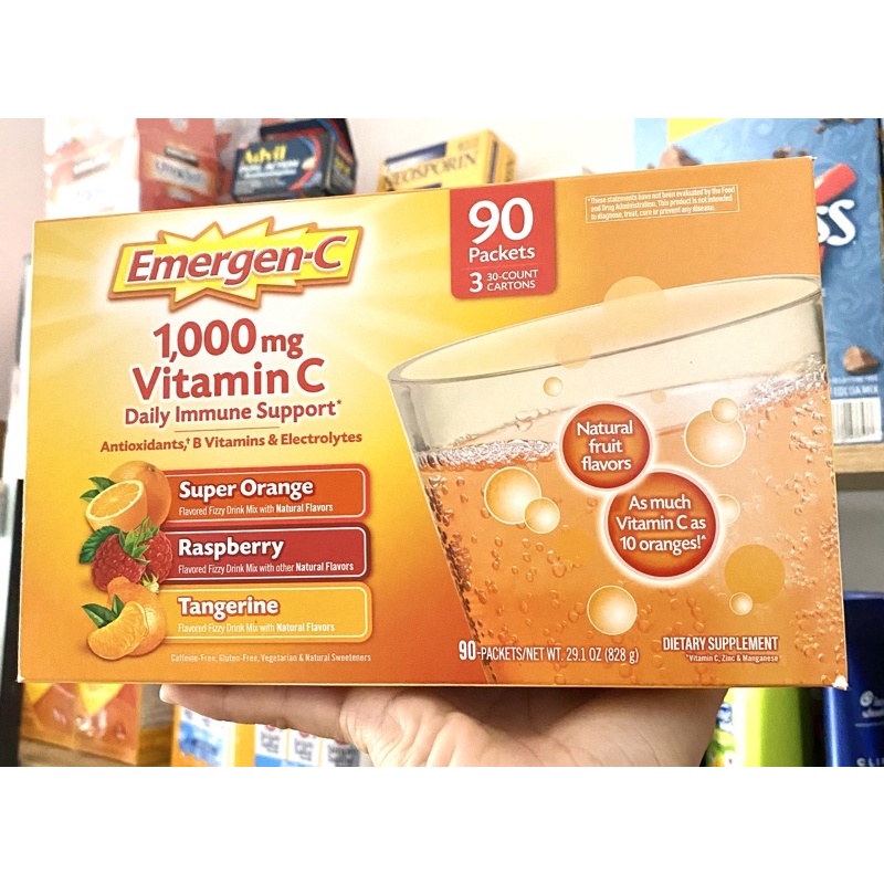 Gói C sủi hương trái cây Emergen-C Vitamin C 1000 mg /(Hộp 90 gói)