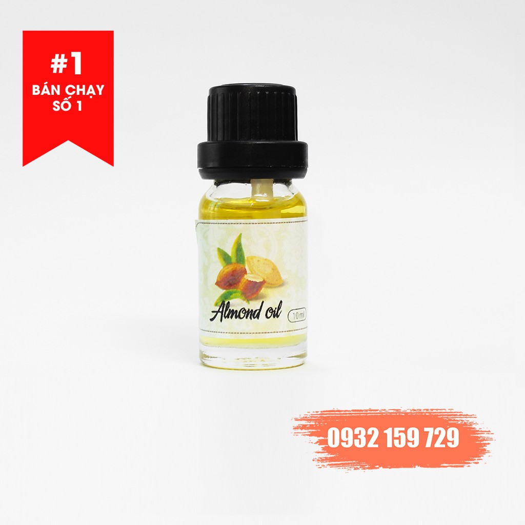 Dầu hạnh nhân ngọt Sweet Almond Oil - 10ml 50ml. Nguyên liệu làm mỹ phẩm.