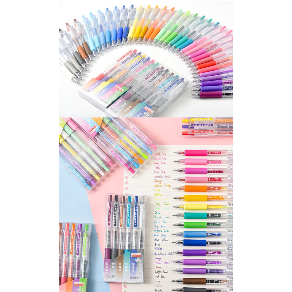 Set 6 Bút Gel Nhiều Màu Ngòi 0.5mm
