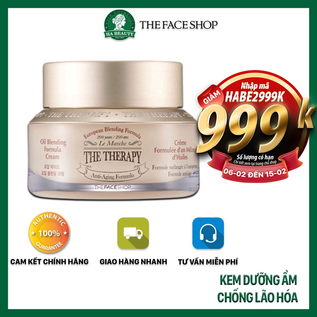 Kem dưỡng ẩm chống lão hóa sáng da phục hồi săn chắc da The Face Shop The Therapy Oil Blending Formula Cream 50ml