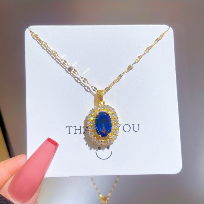 Dây Chuyền Titan Mặt Đá Nhân Tạo Sang Trọng TT 4194