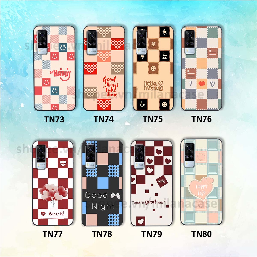 Ốp Vivo Y51 2020 caro họa tiết nhiều màu sắc siêu đẹp thời trang cá tính