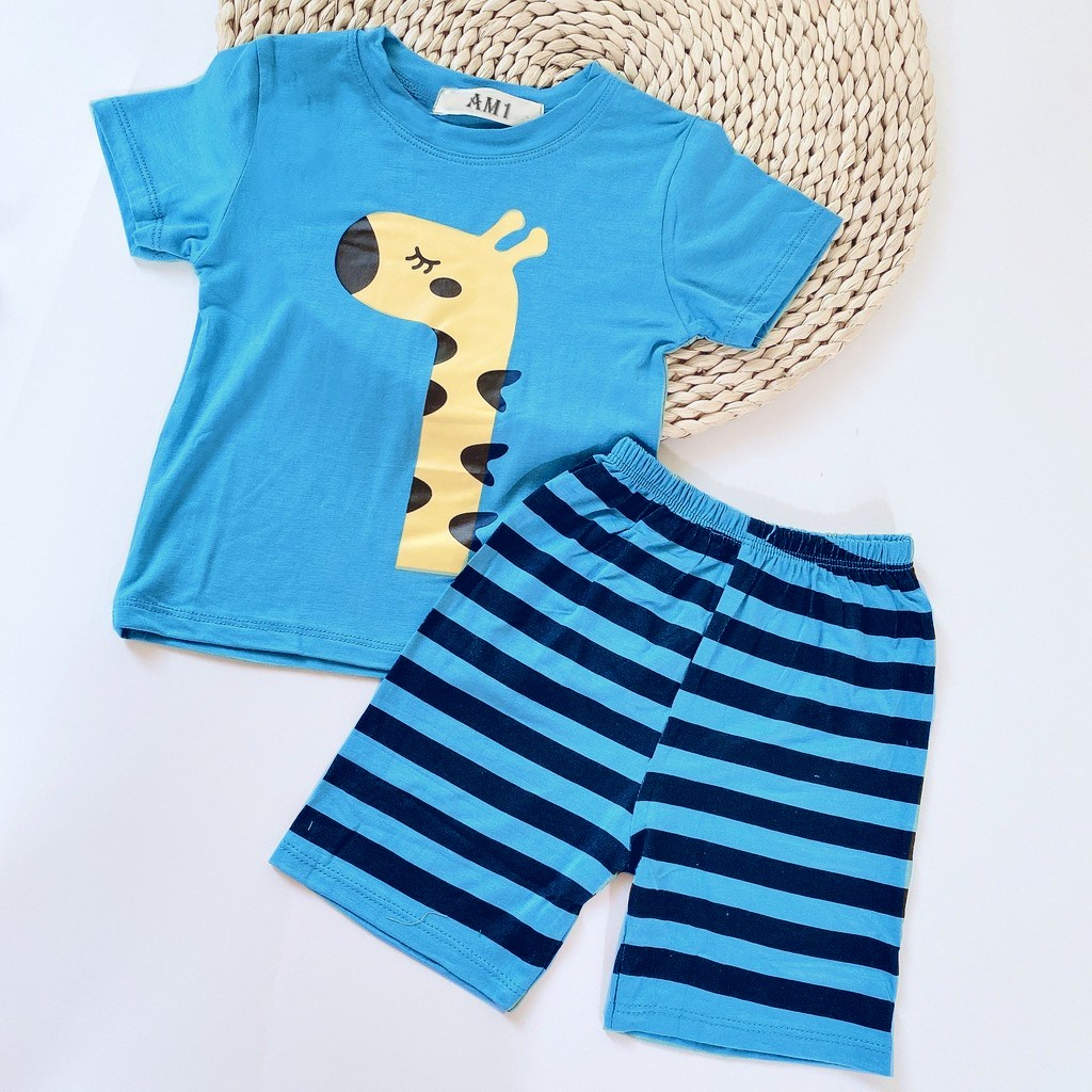 Đồ bộ quần áo cộc tay cho bé trai và bé gái chất thun lạnh AM666