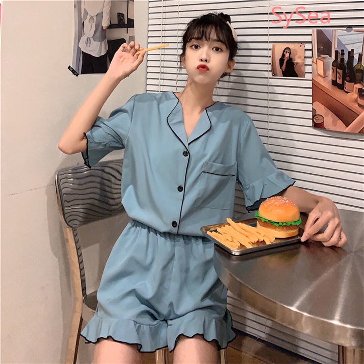 Bộ Đồ Ngủ Hai Món Thời Trang Mùa Hè Hàn Quốc Cho Nữ