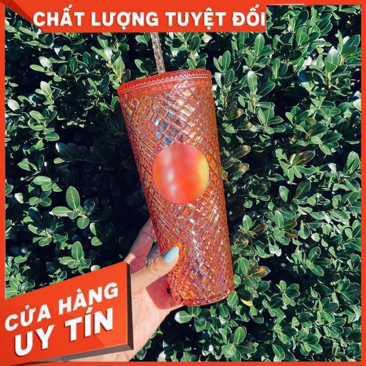 Cốc uống nước có ống hút thiết kế kiểu vỏ sầu riêng họa tiết Starbucks ,bình nước quà tặng độc đáo 710ml (SẴN BUÔN SỈ)