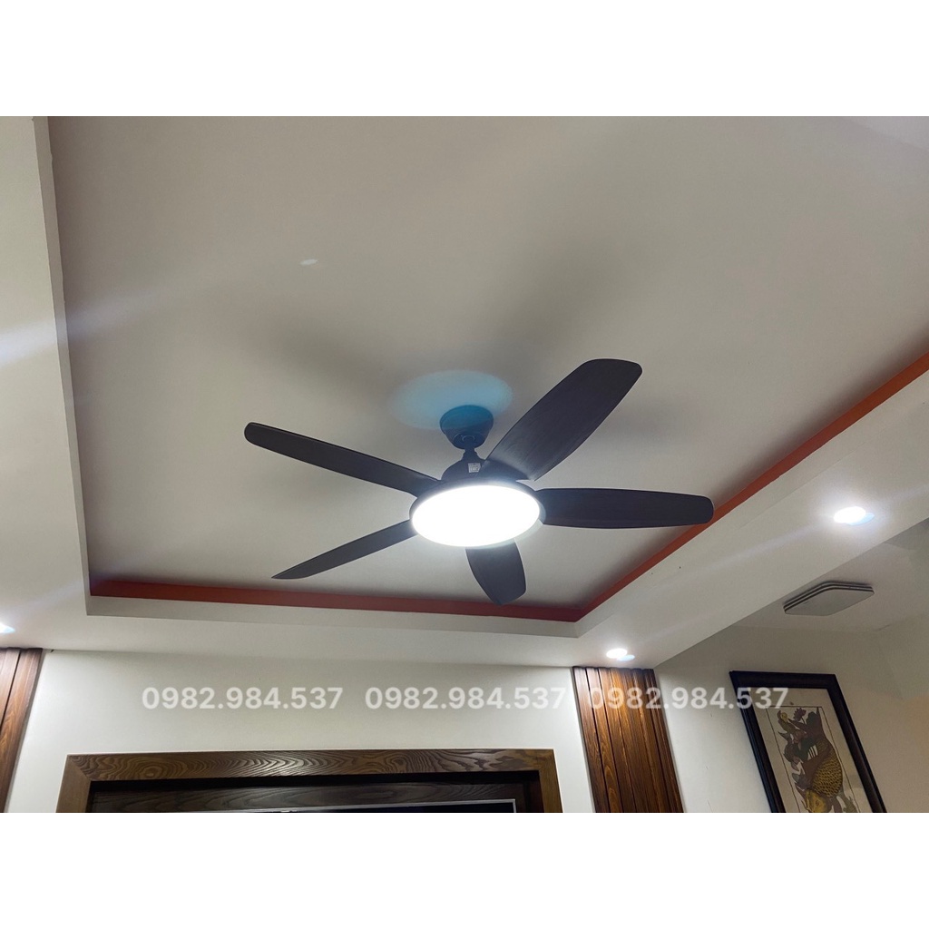 Loại 1-Quạt trần có đèn 5 cánh,quạt trần thạch cao trang trí phòng khách-ngủ-bếp,3 chế độ sáng,6 tốc độ gió có đảo chiều