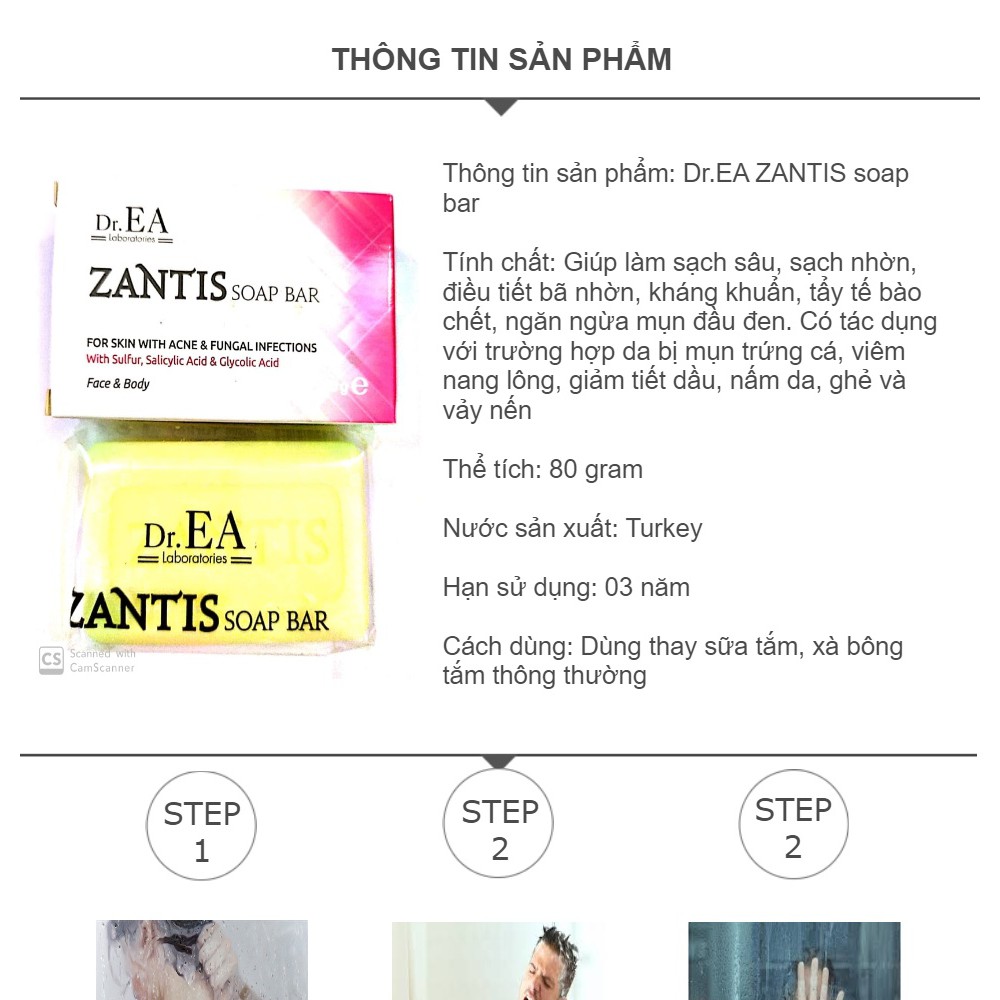 [ Chính Hãng ] Xà Bông Tắm Và Rửa Mặt Kiềm Dầu Cho Da Mụn, Tẩy Tế Bào Chết – ZANTIS SOAP BAR 80G | BigBuy360 - bigbuy360.vn