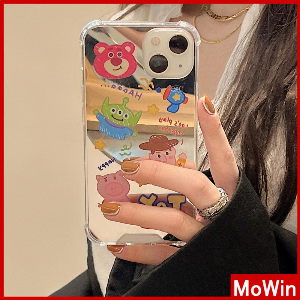 Ốp điện thoại acrylic tráng gương hoạt hình túi khí chống sốc thích hợp cho iPhone 11 13 Pro Max 12 Pro Max 7 Plus XR