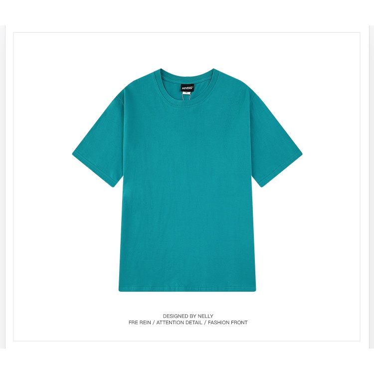 Áo phông Nelly Heybig tay ngắn trơn màu xanh hồ