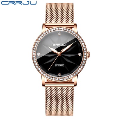 Đồng hồ CRRJU nữ thời trang hàng đầu sang trọng đơn giản thạch anh không thấm nước 2171X