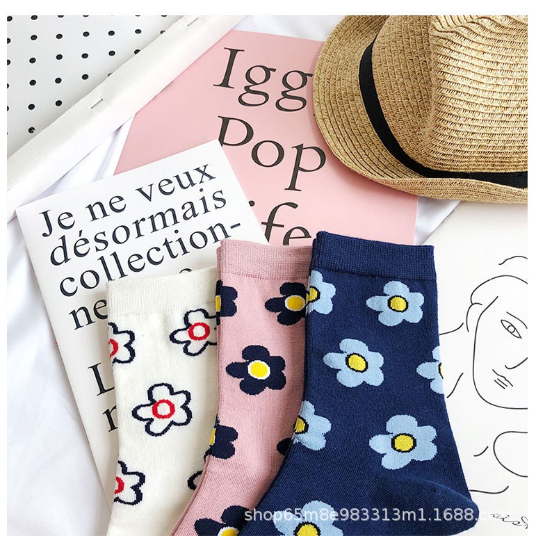 Vớ hoa CỔ CAO giữa bắp chân - dòng unisex có sẵn.