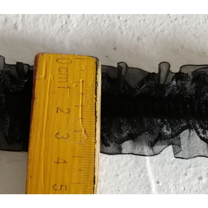 Cuộn dây ruy băng co giãn 1m 4cm bản rộng phối ren hoa