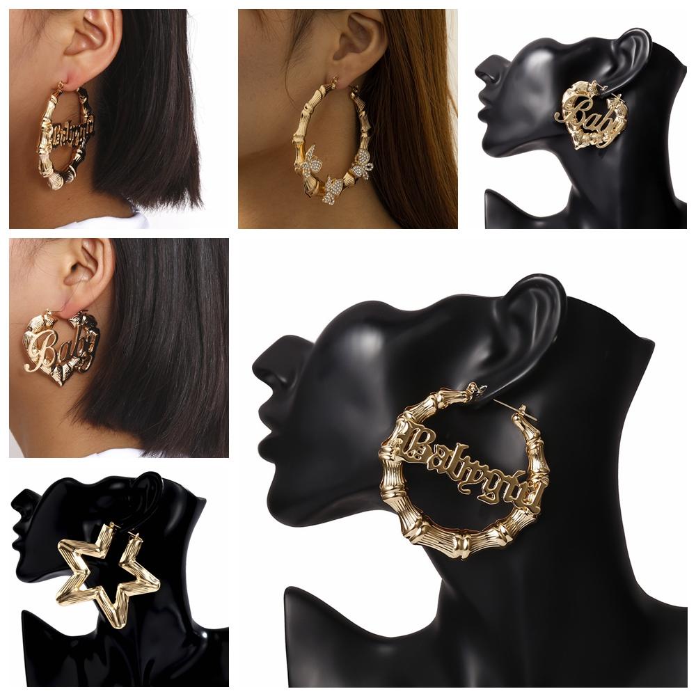 Bông Tai Dạng Vòng Tre Rỗng 1 Cái Cho Nam &amp; Nữ|Áo Thun Tay Ngắn In Chữ Babygirl