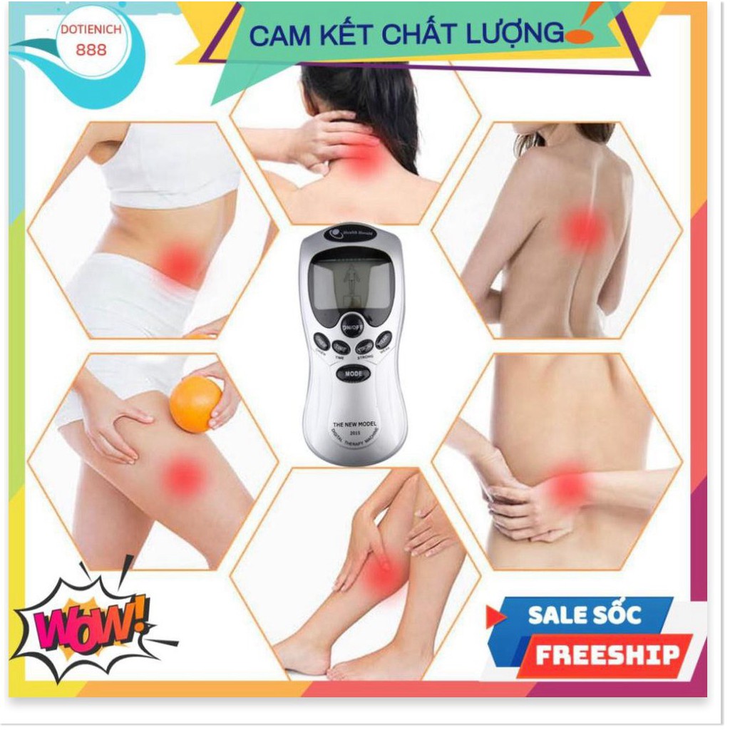 Máy massage xung điện ❤️FREESHIP❤️ 4 miếng dán vật lý trị liệu mát xa châm cứu bấm huyệt cầm tay lưng cổ vai gáy