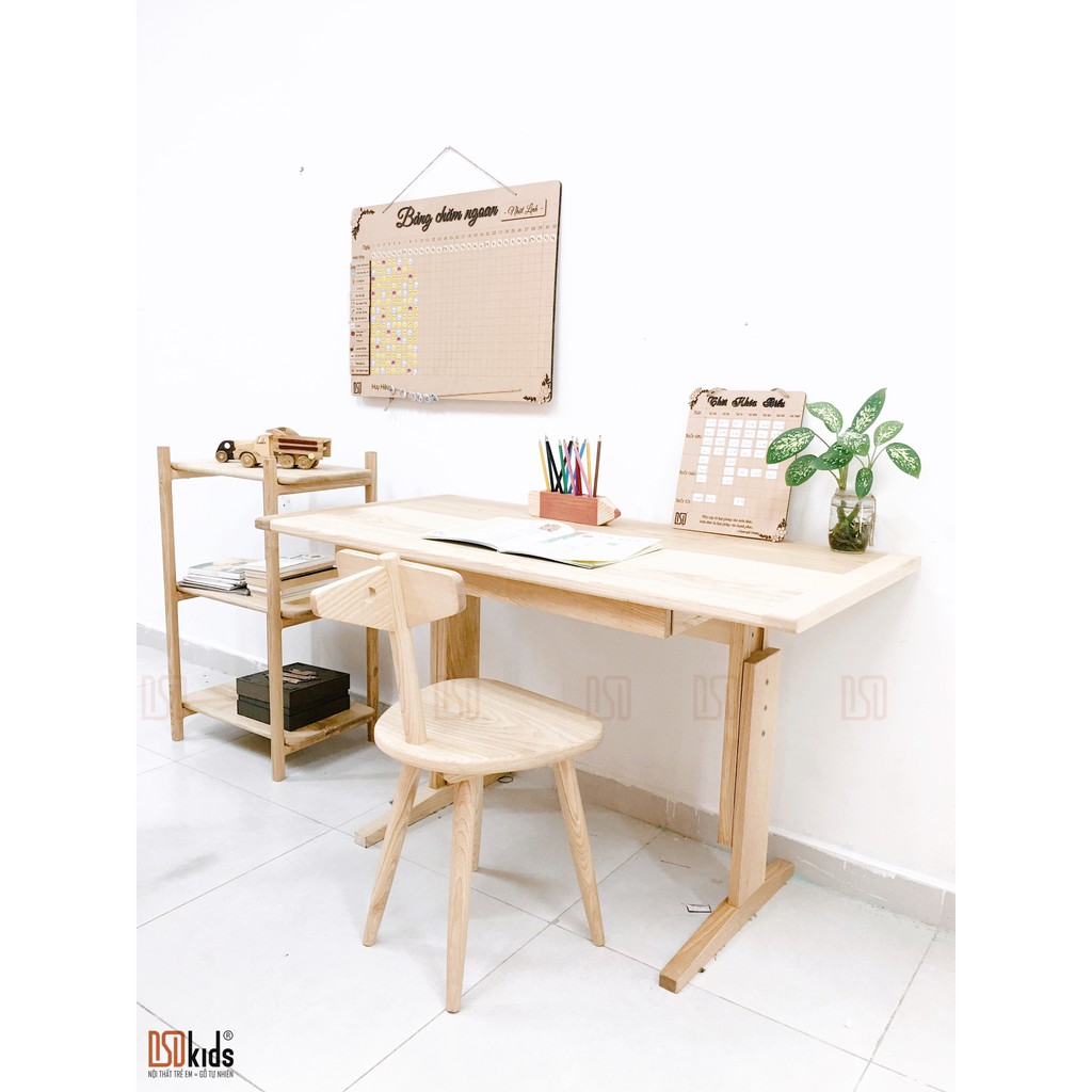 Bàn học cho bé 🛑FREESHIP🛑 Bộ bàn học gỗ tự nhiên nâng hạ độ cao 3 mức điều chỉnh thông minh cho bé | BigBuy360 - bigbuy360.vn