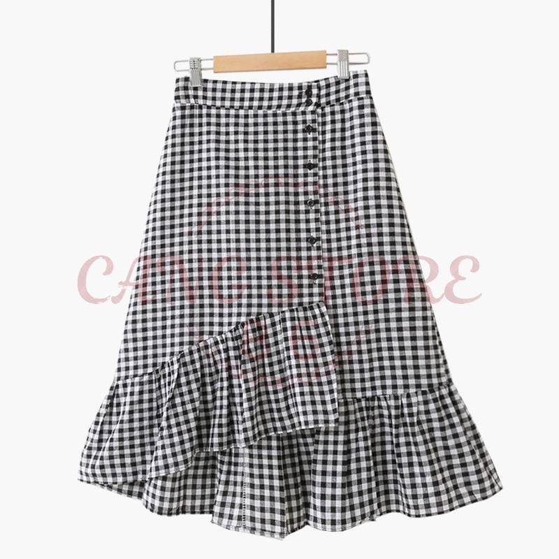 [Hàng sẵn] Chân váy đuôi cá kẻ caro dáng chữ A - Chân váy đuôi cá lệch tà vạt chéo (Hàng Quảng Châu) | BigBuy360 - bigbuy360.vn