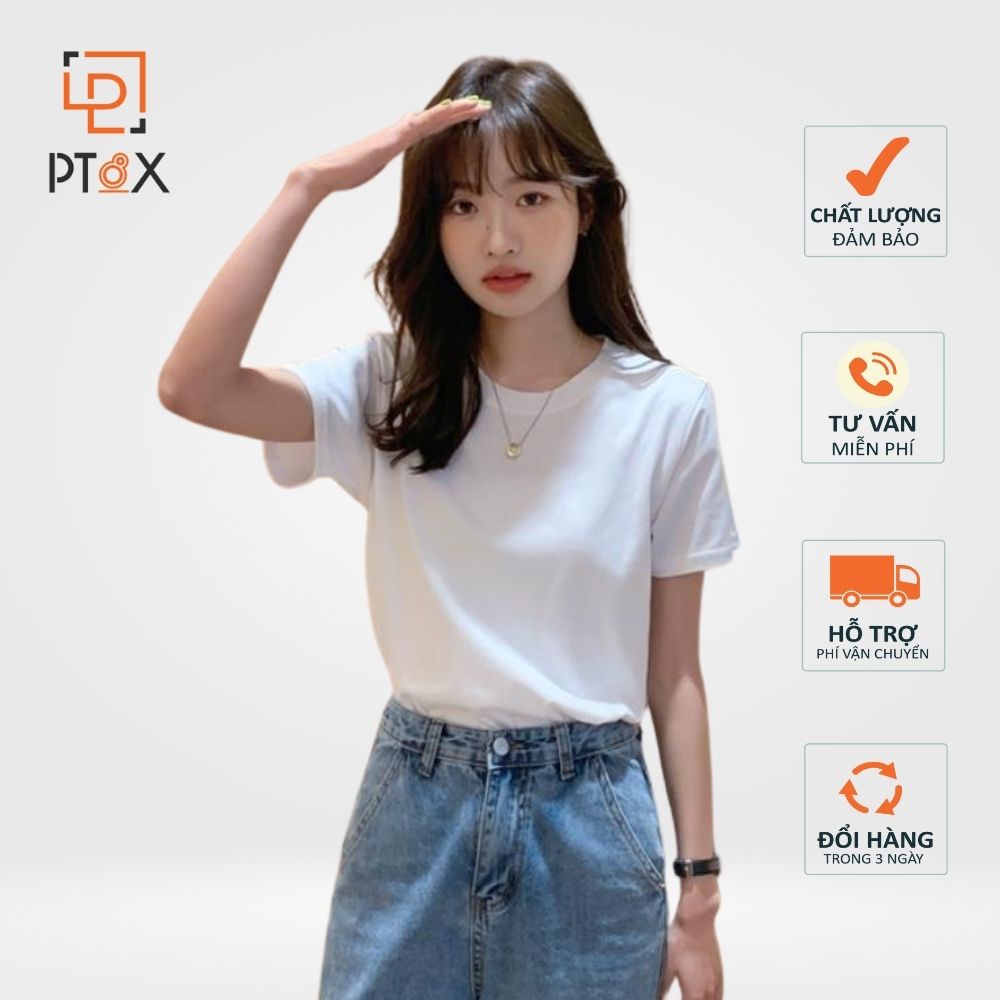 Áo phông nữ cổ tròn chất liệu cotton mềm mại thấm hút mồ hôi PT8X