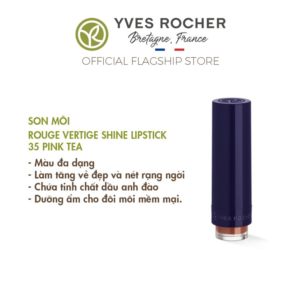 Son Môi Yves Rocher Rouge Vertige Brilliant Satin Lipstick 35 Pink Tea - 3.7g