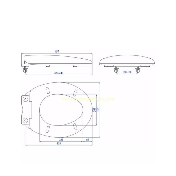 Nắp bồn cầu nhựa trắng rơi êm dành cho các loại bồn cầu caser,inax,viglacera,toto,american standar-star 05