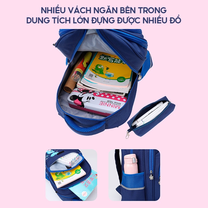 Balo Đi Học Bé Trai Bé Gái Chống Gù Lưng Cao Cấp Nhiều Màu Nhiều Mẫu Tặng Kèm Túi Đựng Bút SB-141