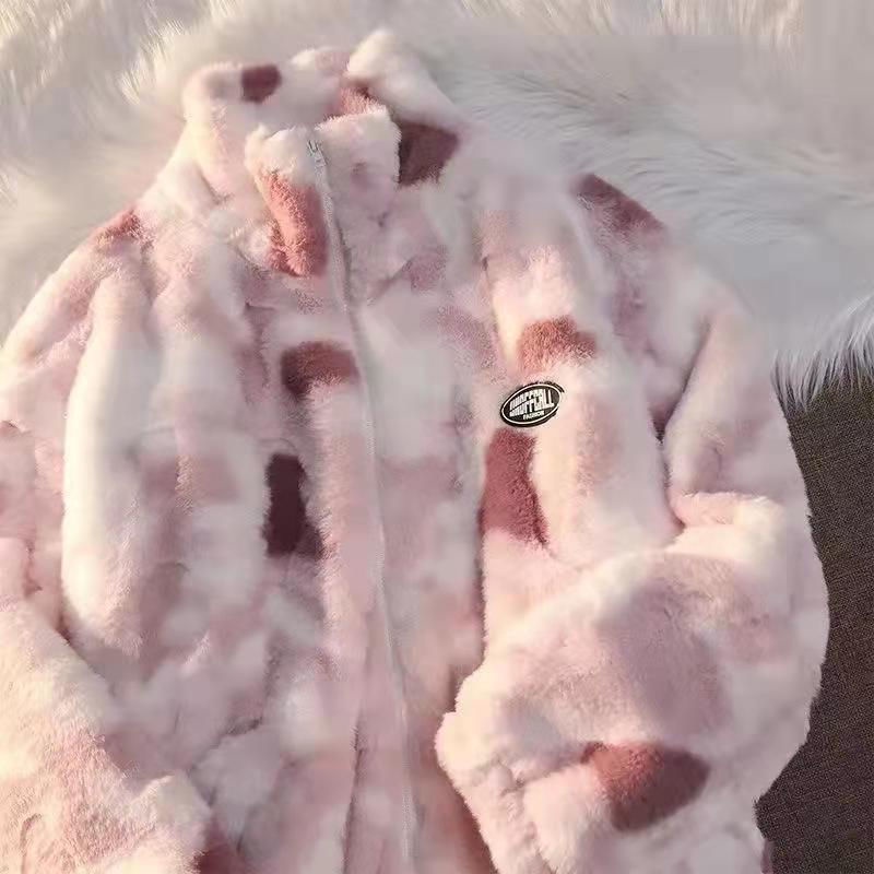 Áo Khoác Len Lông Cừu Nhuộm Màu Dáng Rộng Thời Trang Mùa Đông Cao Cấp Cho Nữ