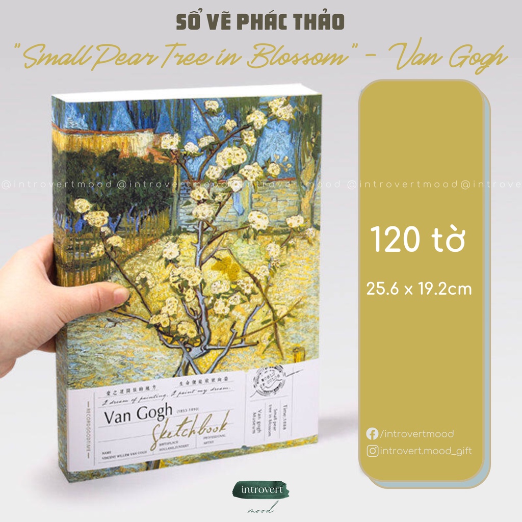 Sổ tay vẽ chì, màu chì sketchbook 120 tờ A4, bìa tranh Van Gogh