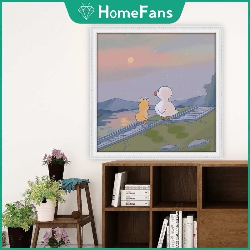 Bộ Tranh Đính Đá 5D Tự Làm 30x30cm / 40x40cm / 50x50cm Hình Vịt Vàng Dễ Thương