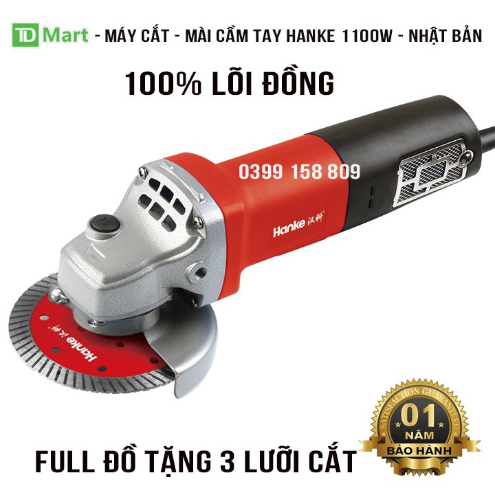 Máy mài máy cắt cầm tay Hanke 1100W Máy Nhật tặng 3 lưỡi cắt, bảo hành 1 năm