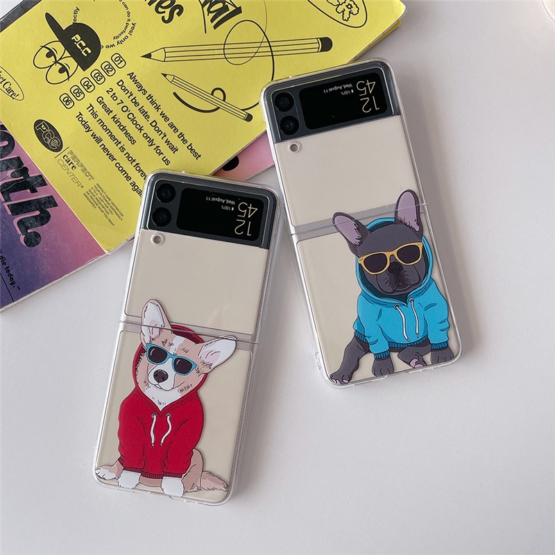 Ốp Điện Thoại Nắp Gập In Hình Chú Chó Đeo Kính Râm Dễ Thương Cho Samsung Galaxy Z Flip 4 Z Flip 4 5G Z Flip 4 Zflip4 Z Flip 4