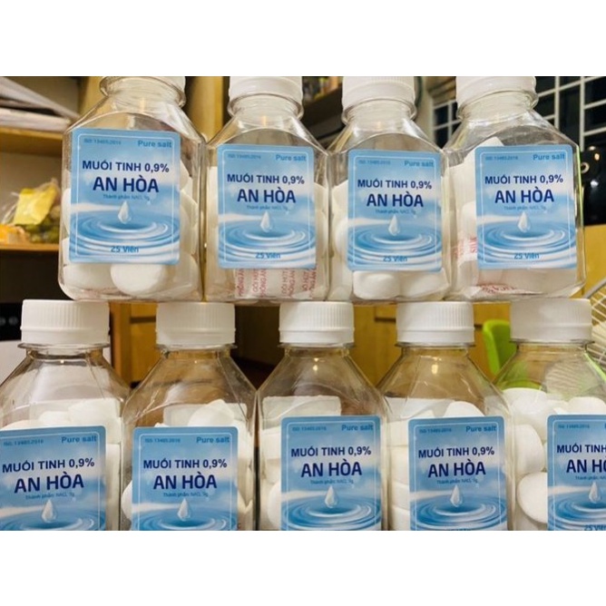 Muối viên sinh lý pha nước muối sinh lý 0.9%, muối viên tinh khiết Dược An phú An Hòa, chuẩn chính hãng