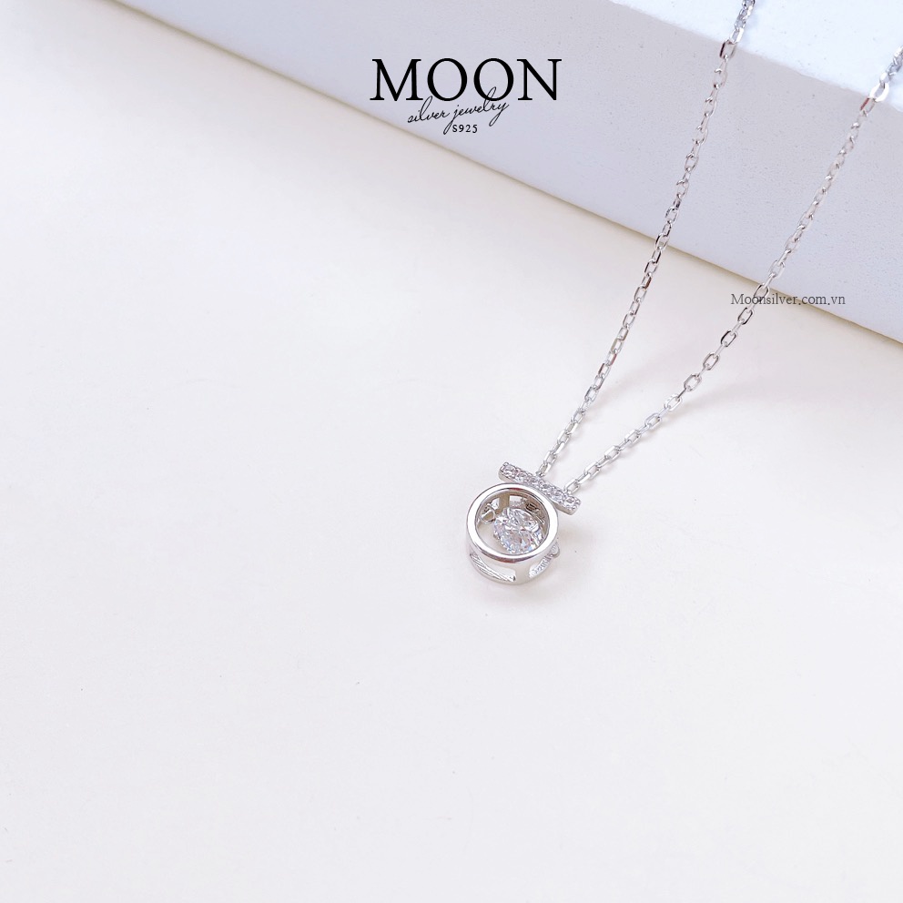 Dây chuyền bạc vòng tròn đá rung thư ký Kim
