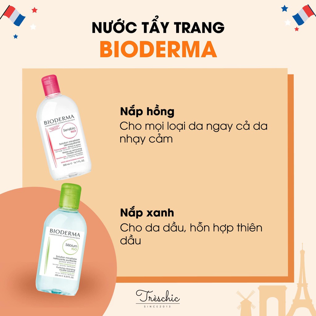 Nước Tẩy Trang Bioderma (Hồng Créaline H20 & Xanh Sébium) 100ml & 500ml | WebRaoVat - webraovat.net.vn