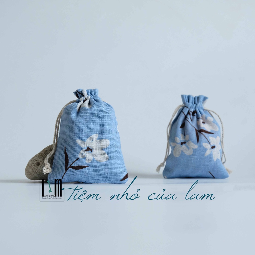Túi vải rút nhỏ, túi mini đựng tai phone hoặc mĩ phẩm khi đi du lịch