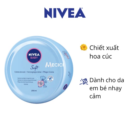 Kem dưỡng ẩm Nivea Soft Baby dành cho bé, hàng Đức 200ml - Shop Mecici