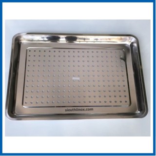 Khay inox 2 lớp để ấm chén