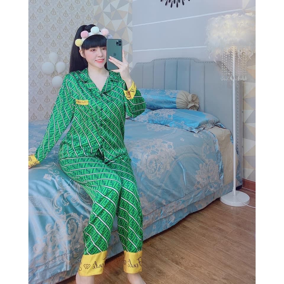 Pizama satin lụa họa tiết TDQD | BigBuy360 - bigbuy360.vn