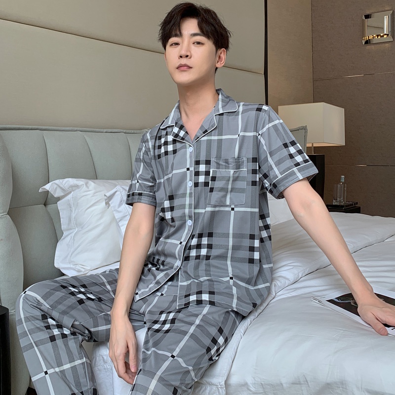 Bộ Đồ Ngủ Tay Ngắn Chất Liệu Cotton Thời Trang Hàn Quốc Cho Nam