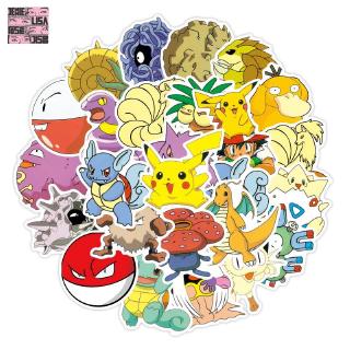Set 50 sticker chống thấm nước hình hoạt hình pokemon