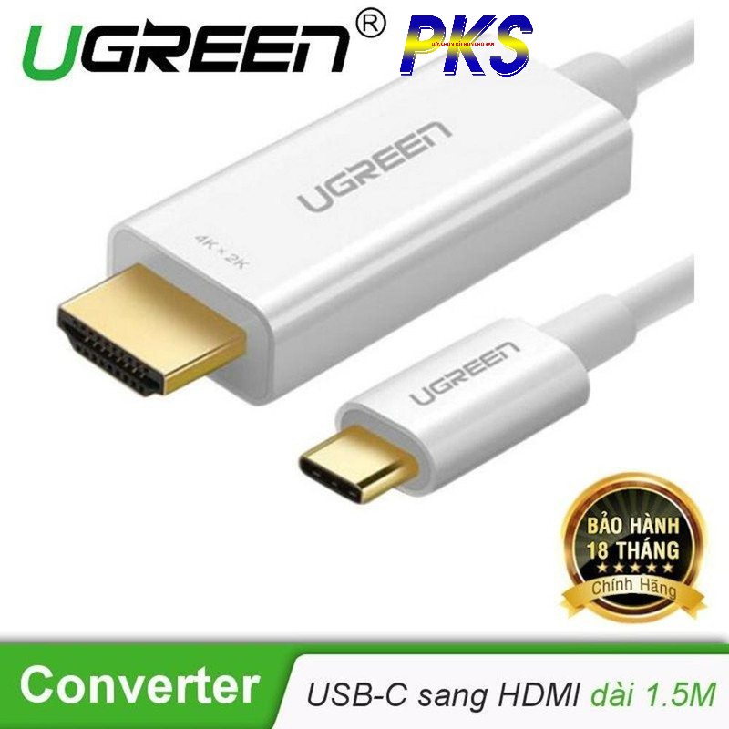 Cáp chuyển đổi USB-C sang HDMI dài 1.5M màu trắng UGREEN MM121 30841