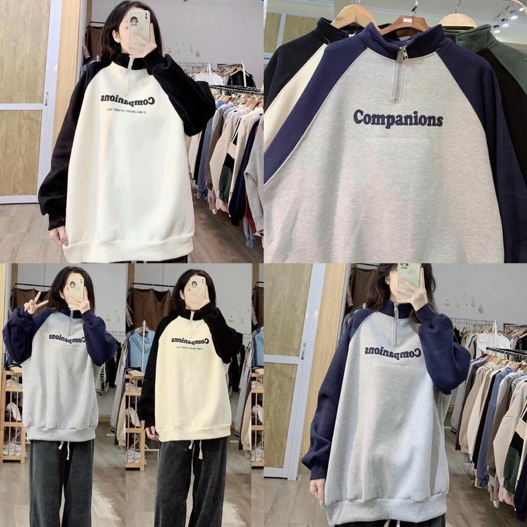 💕 Áo nỉ dày ấm hình thêu cổ khóa phối siêu hót hit 40kg_65kg 💕