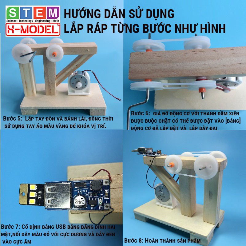 Đồ chơi thông minh, sáng tạo STEM  máy phát điện gỗ mini quay tay X-MODEL ST62 cho bé, Đô chơi trẻ em DIY| Giáo dục STEM