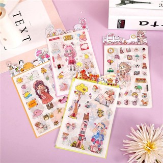 Set 6 tấm sticker trang trí hoạt hình anime chibi dễ thương P2