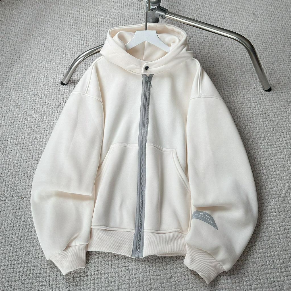 Áo khoác hoodie zip nỉ lót bông phối viền khóa kéo form lửng nhiều màu unisex nam nữ_SSSTore