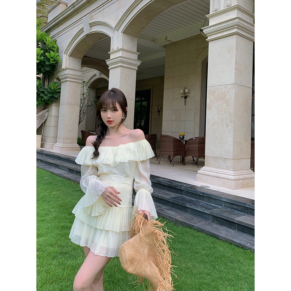 Set váy bèo tầng + áo trễ vai ulzzang