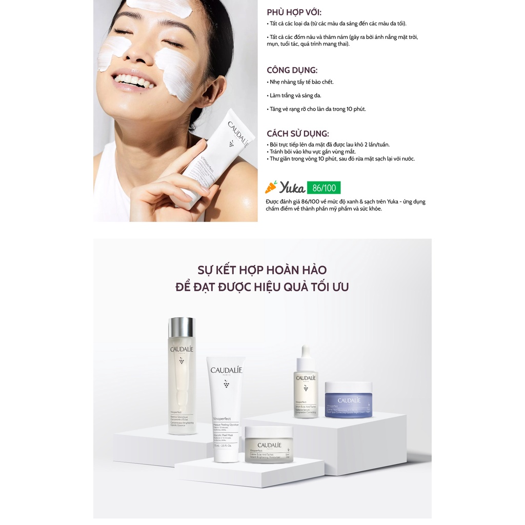 Mặt nạ dạng kem Caudalie Glycolic Peel 75ml