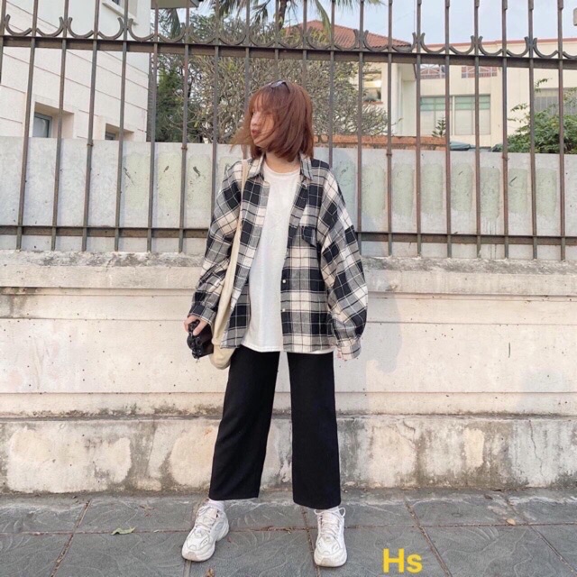 [ Mã WASTAPR giảm 10K đơn 50K] Áo sơ mi kẻ dài tay vintage dáng thụng | BigBuy360 - bigbuy360.vn