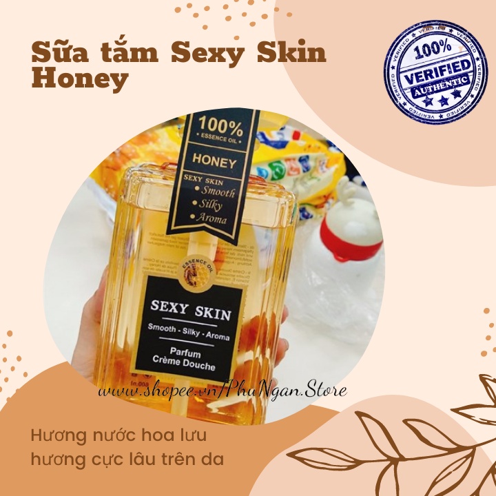 (Auth-Lưu hương lâu -600ml)Sữa tắm Sexy Skin Honey hương nước hoa Pháp quyến rũ