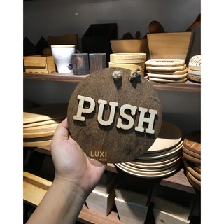 Bảng gỗ treo cửa 2 mặt Push - Pull 09