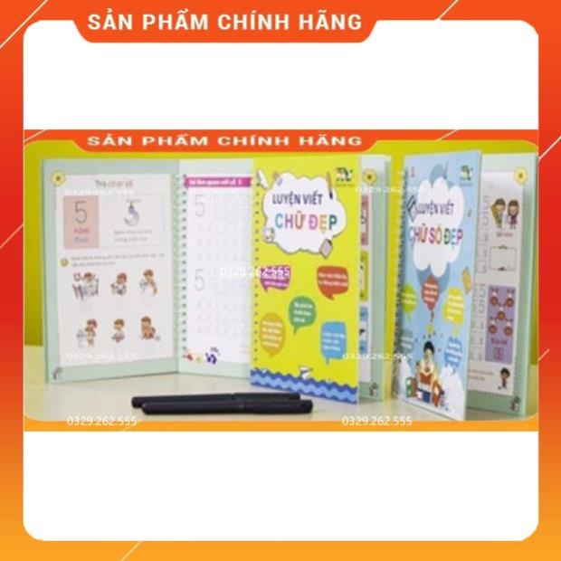 (❤Tặng kèm 9 ruột bút+3 con cá cầm bút❤️) Combo 3 quyển tập viết chữ,tập viết số, nét cơ bản số dùng mãi mãi